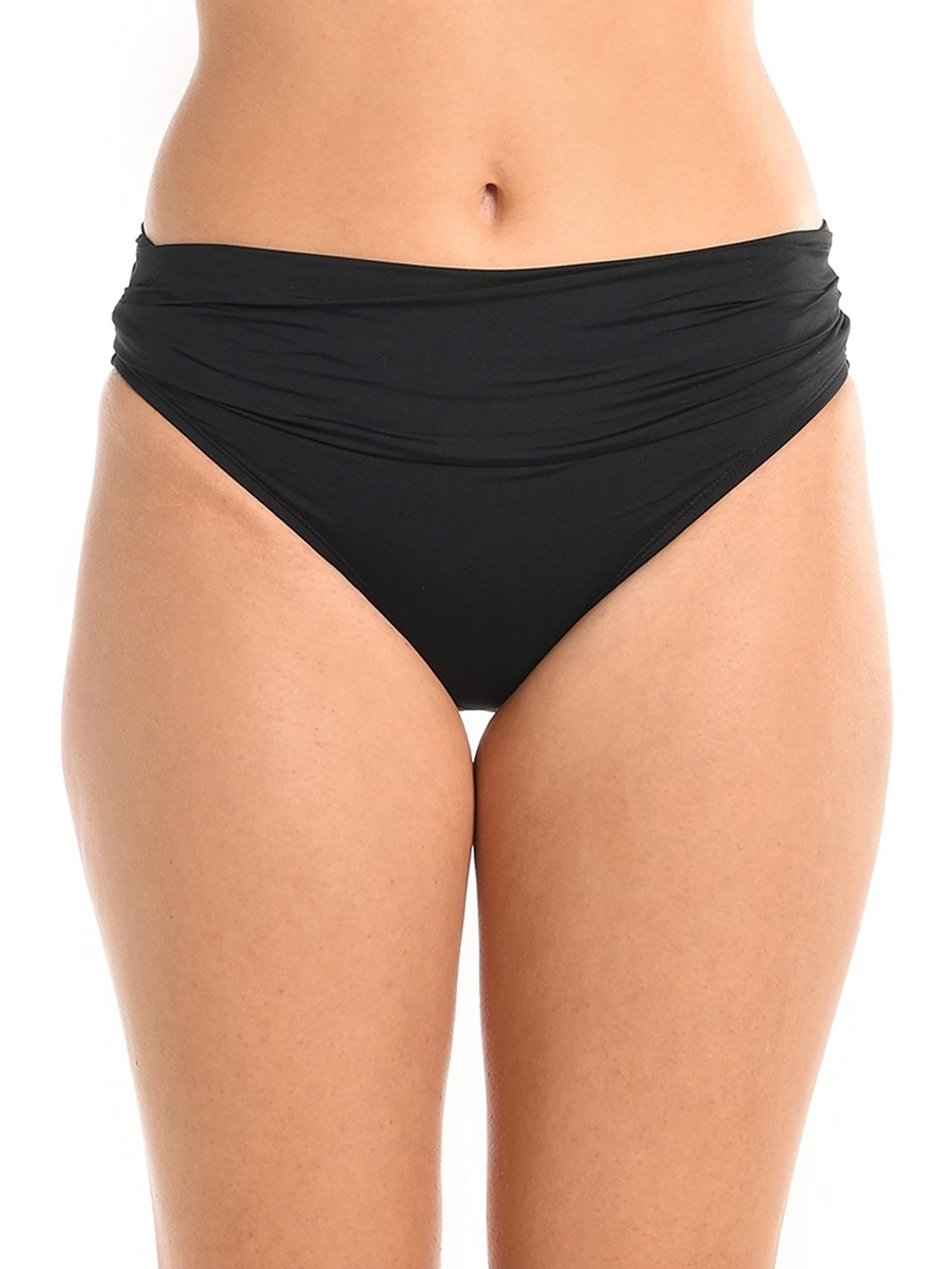 La Blanca Island Goddess Shirred Band Bikini Bottoms Women’s Size 4 Black UPF50+
